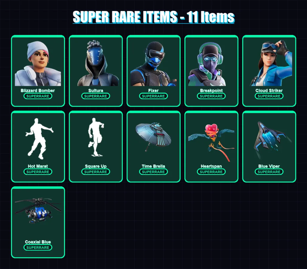 [PS4/PS5/XBOX/PC] | Blizzard Bomber | Sultura | Fixer | Breakpoint | Cloud Striker | 122 skin | 174 pickaxe | 135 emote | 145 glider | Lv2236