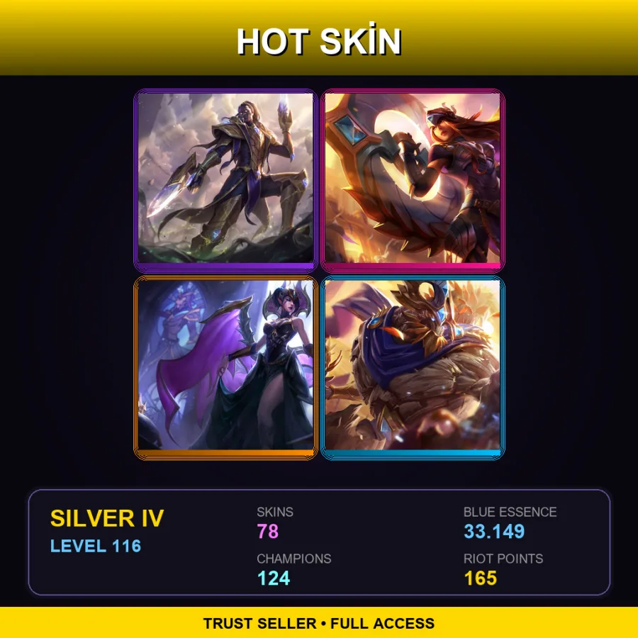 EUNE | Lv116 | Silver IV | 78 Skin | 124 Champ — LoL account