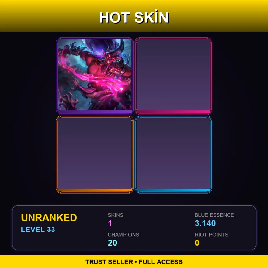 EUNE | Lv33 | Unranked | 1 Skin | 20 Champ — LoL account