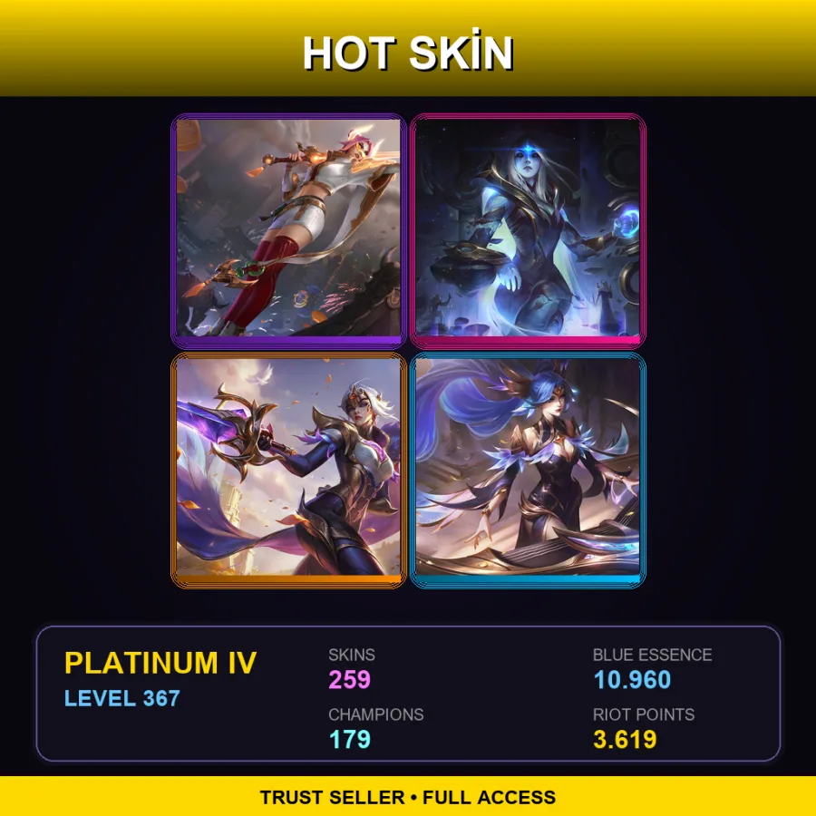 NA | Lv367 | Platinum IV | 259 Skin | 179 Champ