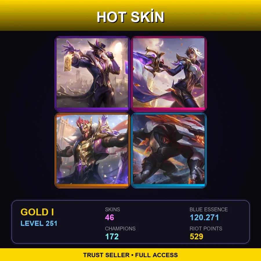 LAN | Lv251 | Gold I | 46 Skin | 172 Champ — LoL account