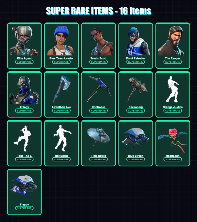 [PC/XBOX/PSN] | Elite Agent | Blue Team Leader | Travis Scott | 241 skin | Lv3382 — Fortnite account
