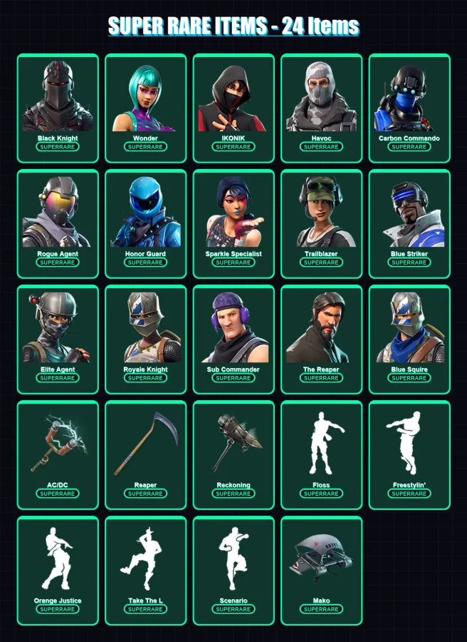 [PC/XBOX/PSN] | Black Knight | Wonder | IKONIK | Havoc | Carbon Commando | 141 skin | 77 pickaxe | 83 emote | 61 glider | Lv851 — Fortnite account