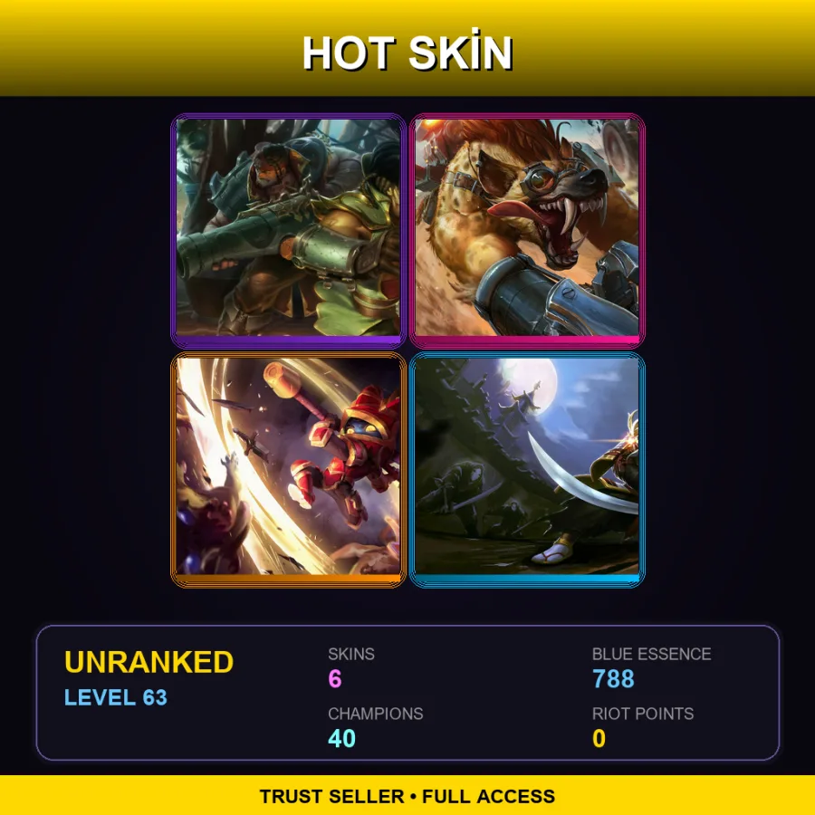 EUNE | Lv63 | Unranked | 6 Skin | 40 Champ