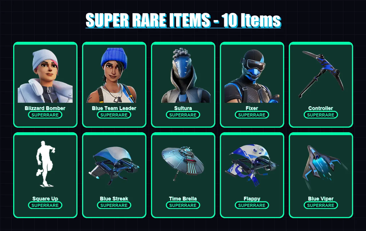 [PS4/PS5/XBOX/PC] | Blizzard Bomber | Blue Team Leader | Sultura | Fixer | Hairpin | 12 skin | 29 pickaxe | 22 emote | 25 glider | Lv394