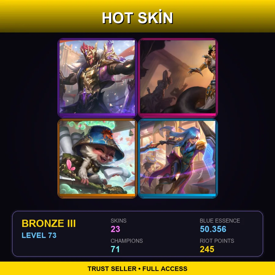 TR | Lv73 | Bronze III | 23 Skin | 71 Champ — LoL account