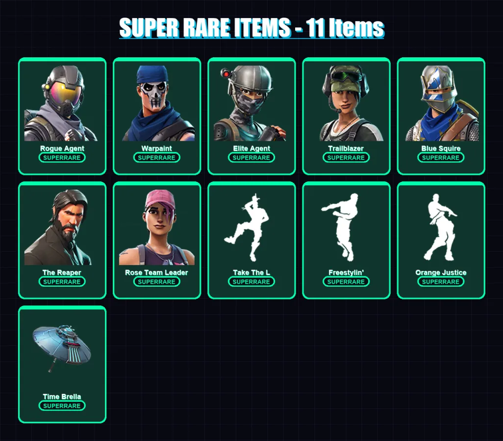 [PS4/PS5/XBOX/PC] | Rogue Agent | Warpaint | Elite Agent | Trailblazer | Blue Squire | 31 skin | 20 pickaxe | 29 emote | 28 glider | Lv371