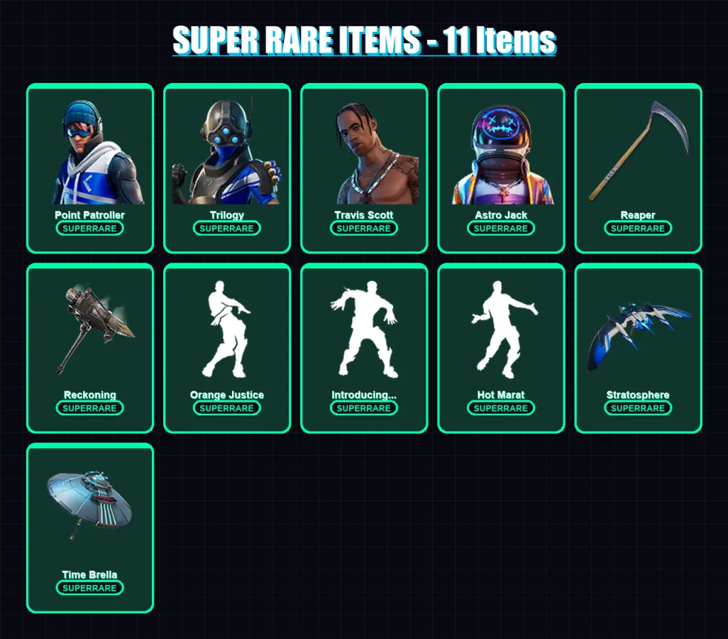 [PS4/PS5/XBOX/PC] | Point Patroller | Trilogy | Travis Scott | Astro Jack | The Prisoner | 76 skin | 59 pickaxe | 98 emote | 63 glider | Lv744