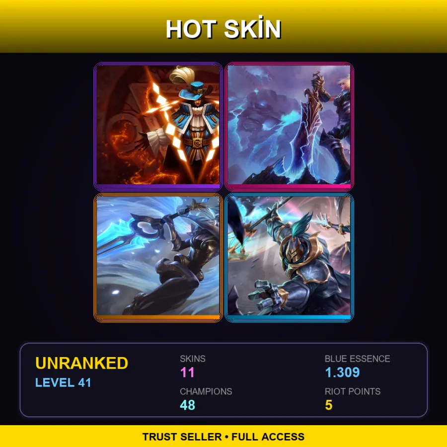 EUW | Lv41 | Unranked | 11 Skin | 48 Champ — LoL account