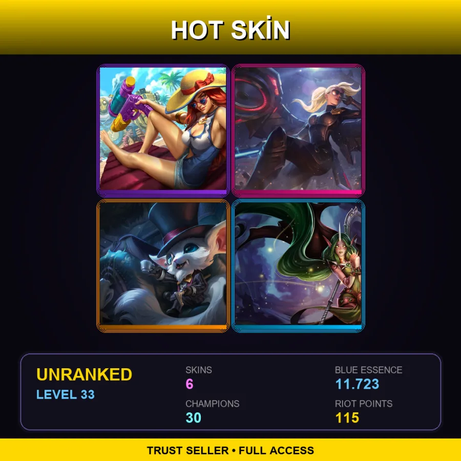 EUNE | Lv33 | Unranked | 6 Skin | 30 Champ