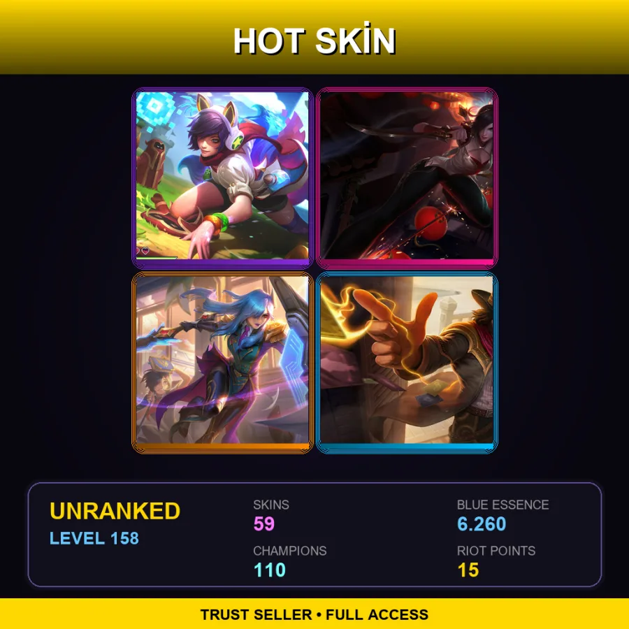 LAN | Lv158 | Unranked | 59 Skin | 110 Champ