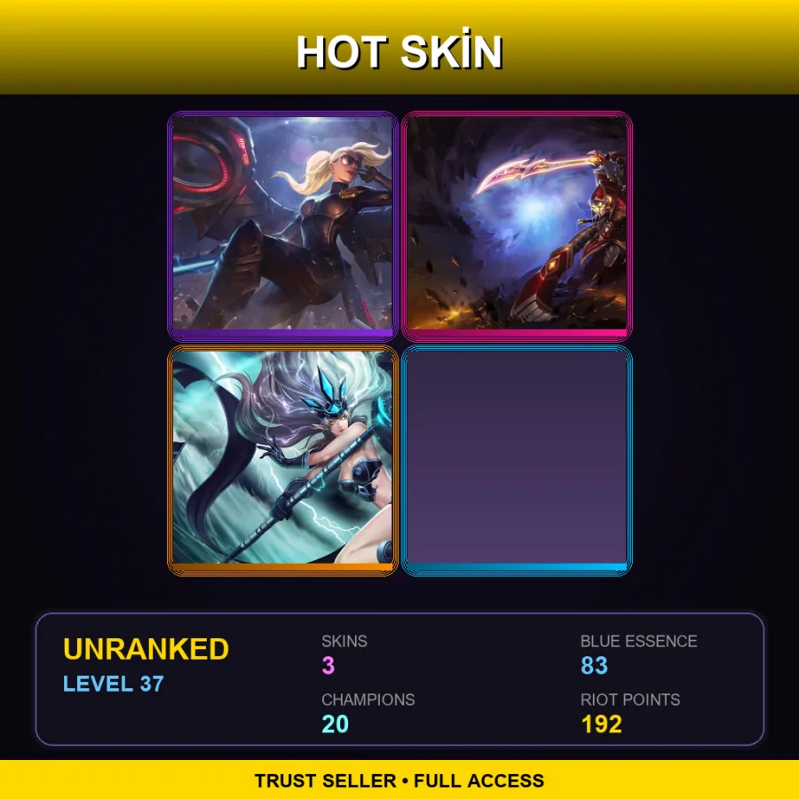 EUW | Lv37 | Unranked | 3 Skin | 20 Champ