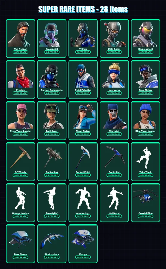 [SWITCH/XBOX/PC] | The Reaper | Breakpoint | Trilogy | Elite Agent | Rogue Agent | 147 skin | 95 pickaxe | 102 emote | 88 glider | Lv1053