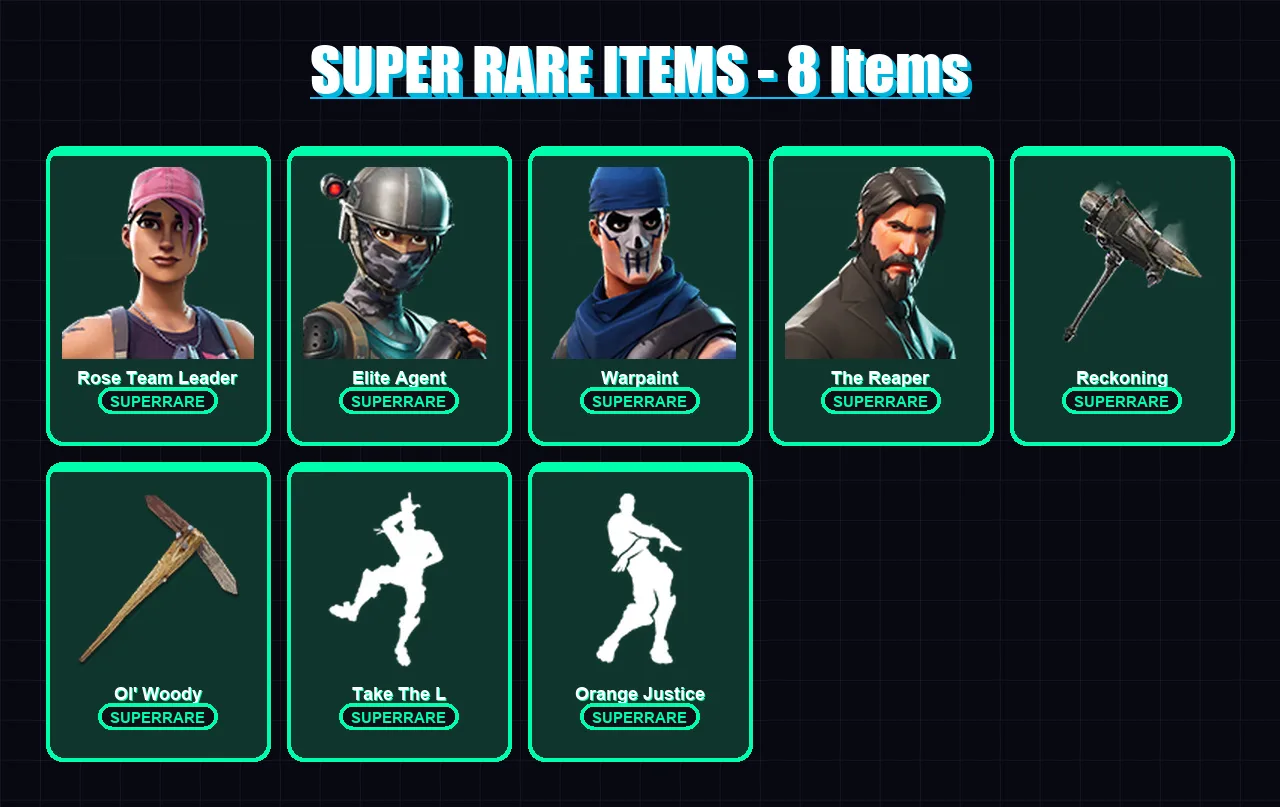 [PC] | Rose Team Leader | Elite Agent | Warpaint | The Reaper | Calamity | 35 skin | 33 pickaxe | 44 emote | 42 glider | Lv534