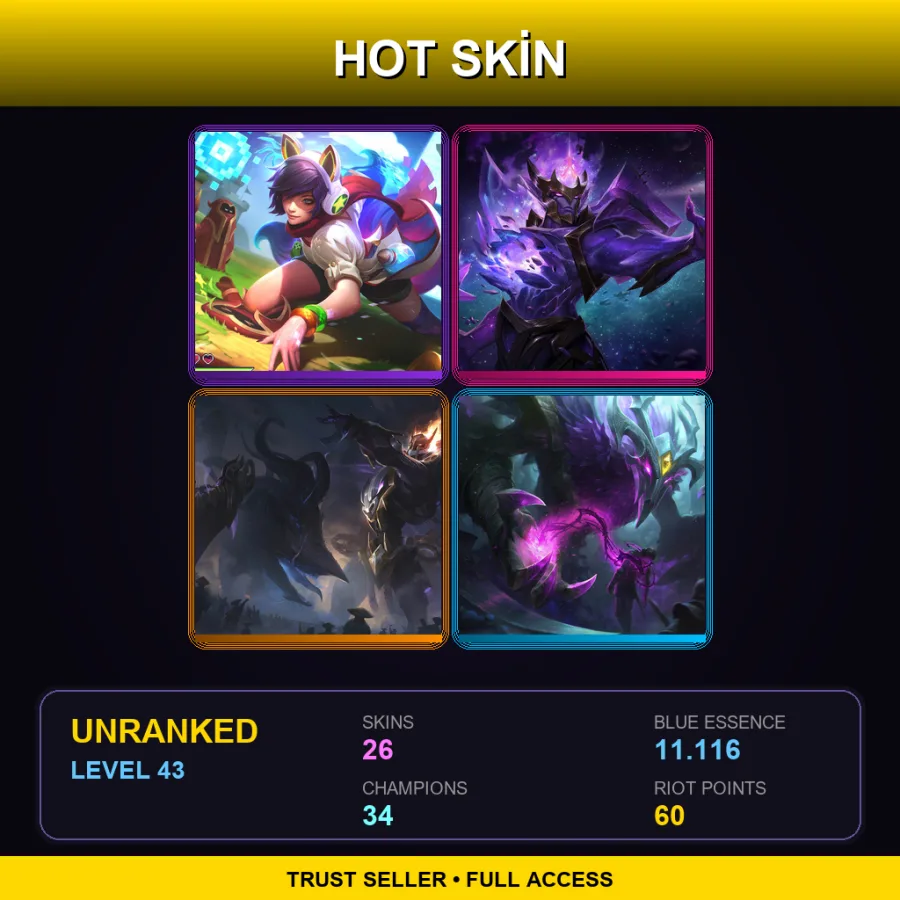 LAS | Lv43 | Unranked | 26 Skin | 34 Champ — Arcade Ahri