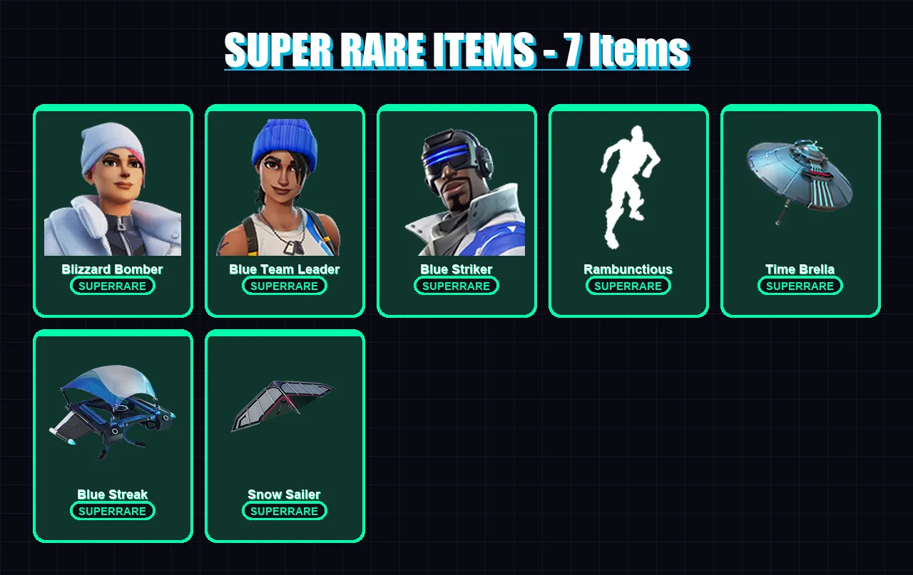 [PS4/PS5/XBOX/PC] | Blizzard Bomber | Blue Team Leader | Blue Striker | Valeria | Zeus | 61 skin | 65 pickaxe | 65 emote | 48 glider | Lv549