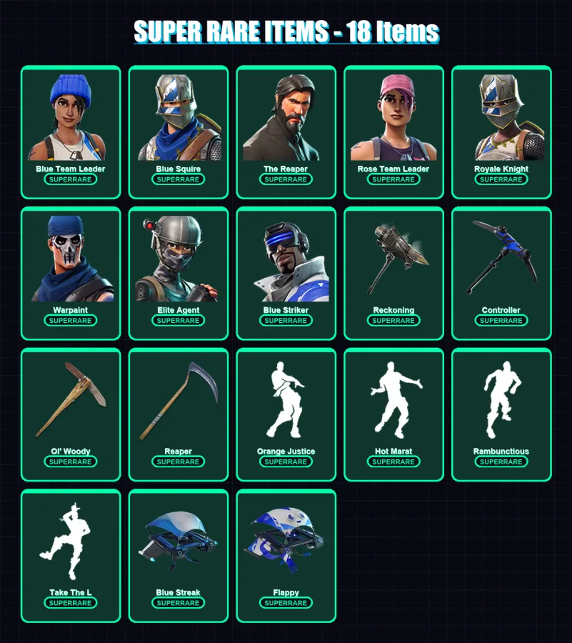 [PS4/PS5/XBOX/PC] | Blue Team Leader | Blue Squire | The Reaper | 92 skin | Lv1300