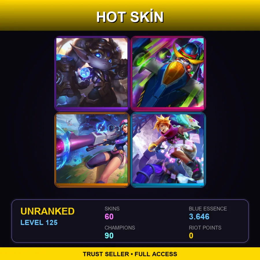 VN | Lv125 | Unranked | 60 Skin | 90 Champ