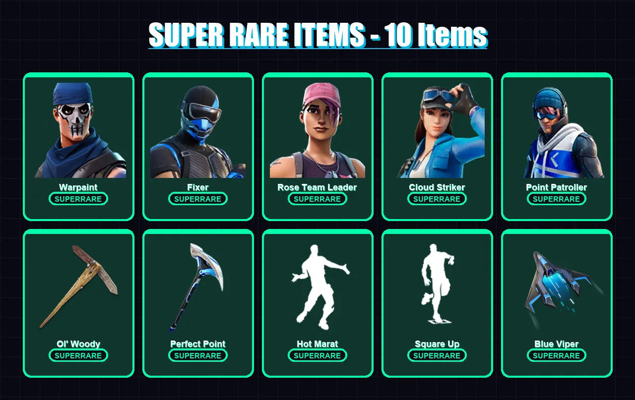 [PS4/PS5/XBOX/PC] | Warpaint | Fixer | Rose Team Leader | Cloud Striker | Point Patroller | 60 skin | 77 pickaxe | 70 emote | 84 glider | Lv1253