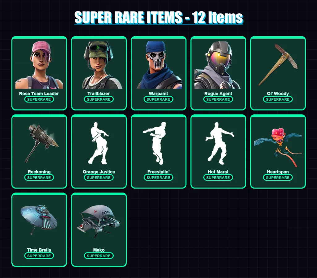 [PC/PSN] | Rose Team Leader | Trailblazer | Warpaint | Rogue Agent | Red Knight | 75 skin | 72 pickaxe | 62 emote | 65 glider | Lv883