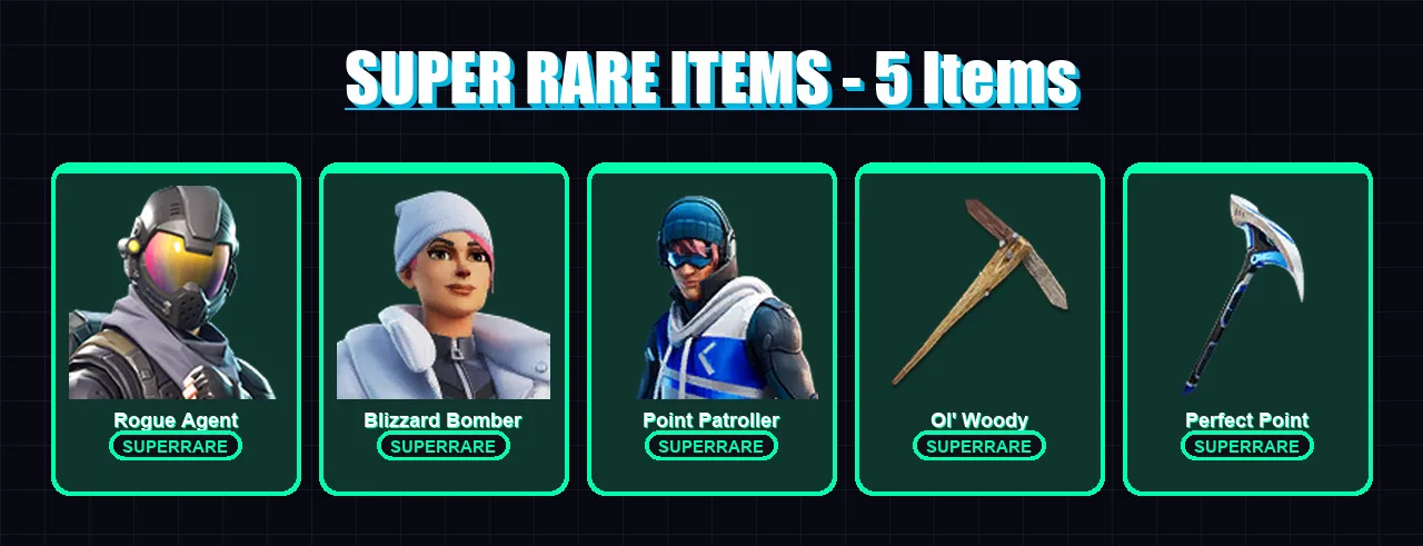 [PS4/PS5/PC] | Rogue Agent | Blizzard Bomber | Point Patroller | Blackheart | Hybrid | 15 skin | 32 pickaxe | 35 emote | 39 glider | Lv723