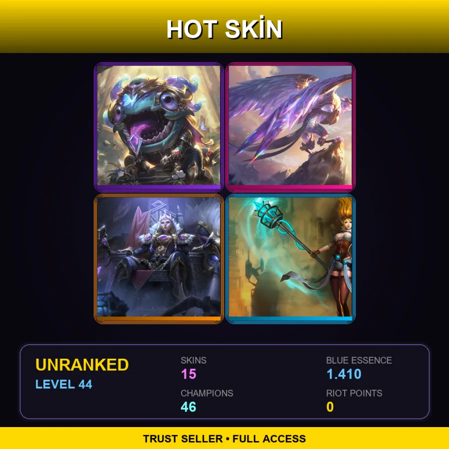 EUW | Lv44 | Unranked | 15 Skin | 46 Champ — LoL account