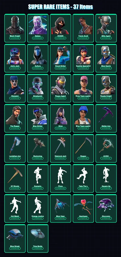 [PS4/PS5/XBOX/PC] | Black Knight | Galaxy | IKONIK | Travis Scott | Elite Agent | 334 skin | 327 pickaxe | 250 emote | 245 glider | Lv3917 — Fortnite account