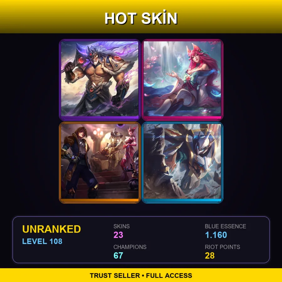 LAN | Lv108 | Unranked | 23 Skin | 67 Champ — Traditional Lee Sin