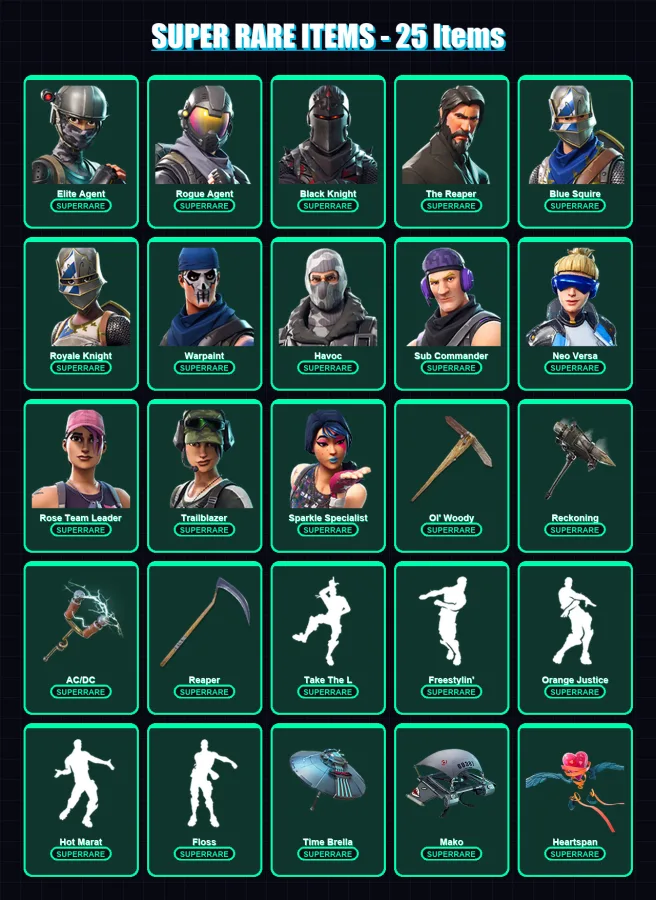 [PS4/PS5/PC] | Elite Agent | Rogue Agent | Black Knight | The Reaper | Blue Squire | 142 skin | 126 pickaxe | 147 emote | 118 glider | Lv1317