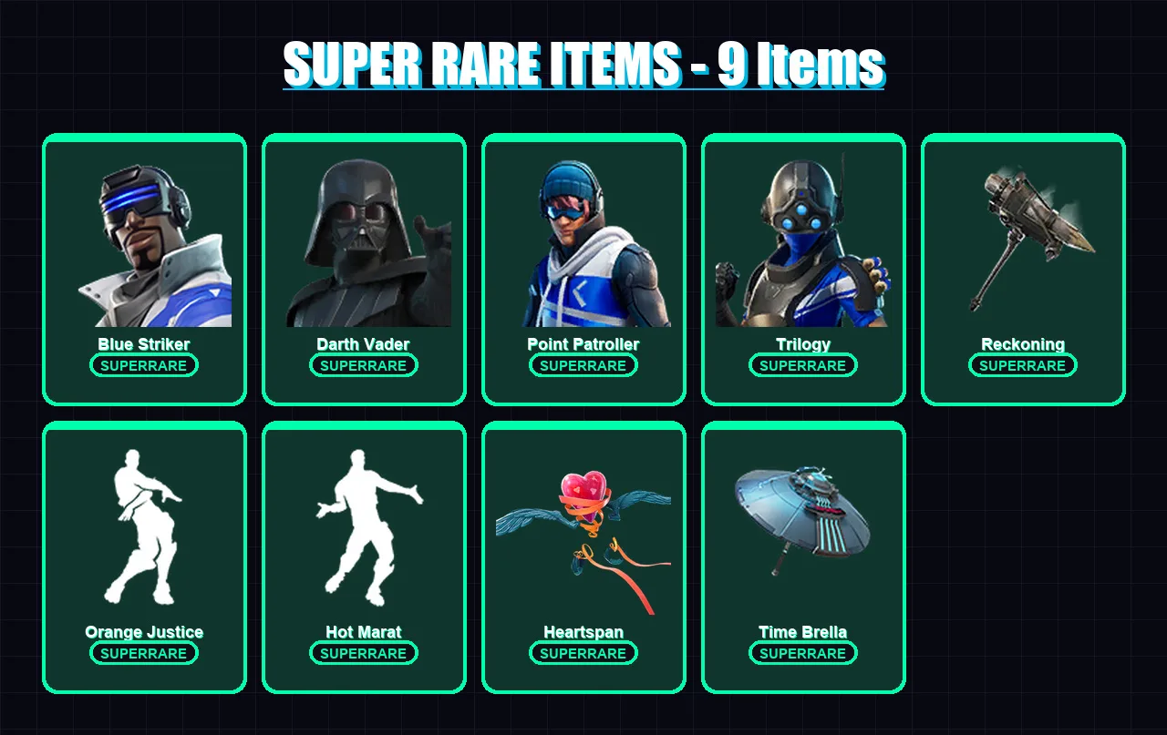 [PS4/PS5/XBOX/PC] | Blue Striker | Darth Vader | Point Patroller | Trilogy | Ultima Knight | 127 skin | 135 pickaxe | 115 emote | 130 glider | Lv165