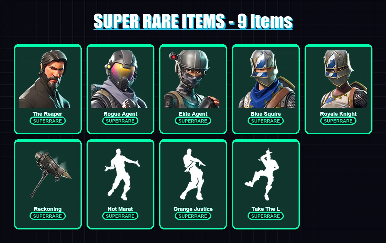 [PC/XBOX/PSN] | The Reaper | Rogue Agent | Elite Agent | Blue Squire | Royale Knight | 79 skin | 37 pickaxe | 71 emote | 54 glider | Lv722