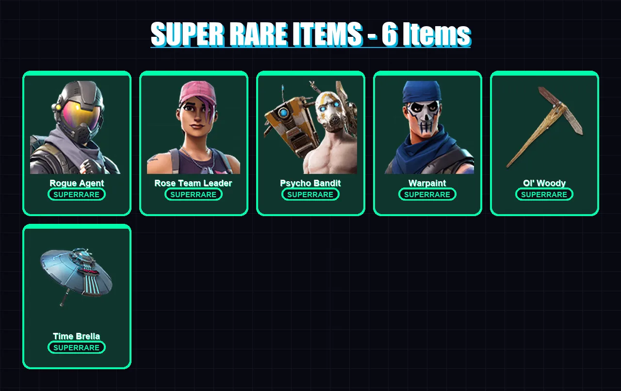 [PC/XBOX/PSN] | Rogue Agent | Rose Team Leader | Psycho Bandit | Warpaint | The Origin | 37 skin | 45 pickaxe | 43 emote | 43 glider | Lv535