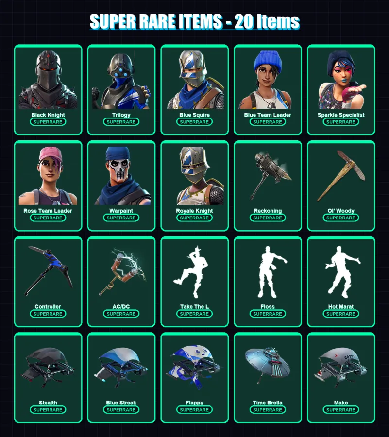[PC/XBOX] | Black Knight | Trilogy | Blue Squire | Blue Team Leader | Sparkle Specialist | 97 skin | 122 pickaxe | 97 emote | 119 glider | Lv1680 — Fortnite account
