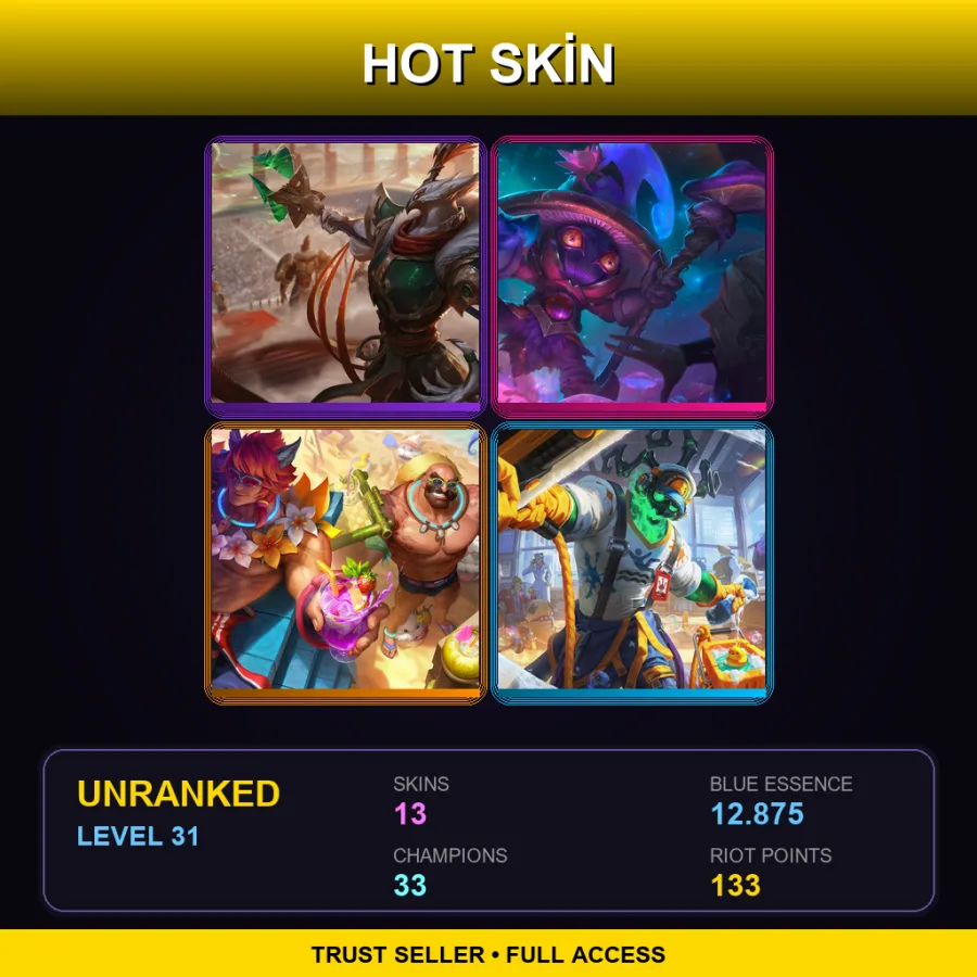 EUW | Lv31 | Unranked | 13 Skin | 33 Champ
