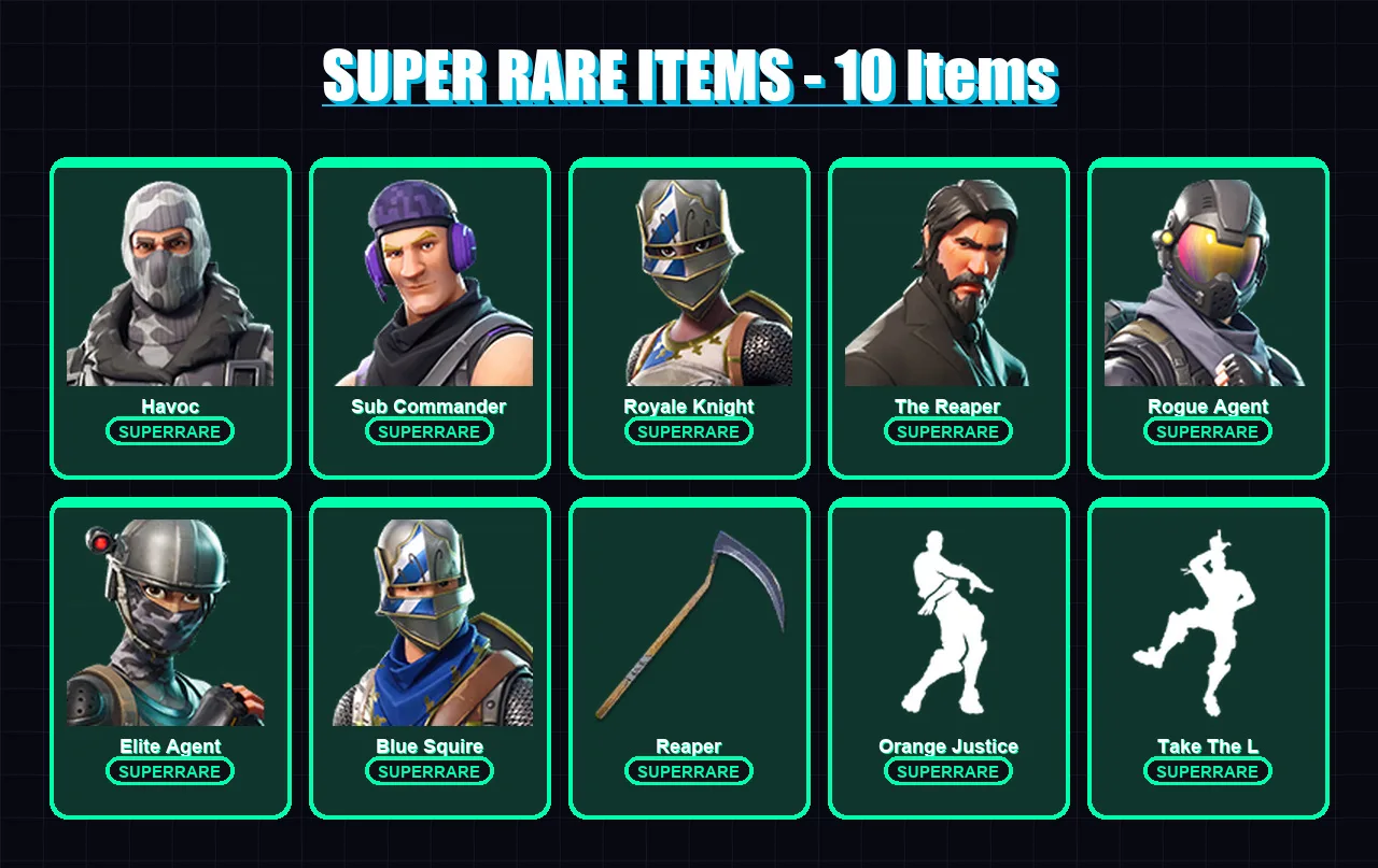 [PC/XBOX/PSN] | Havoc | Sub Commander | Royale Knight | The Reaper | Rogue Agent | 25 skin | 17 pickaxe | 24 emote | 21 glider | Lv312