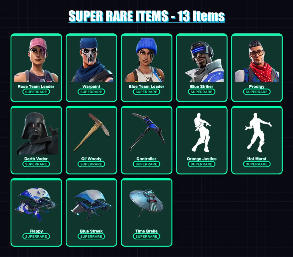 [PC/XBOX/PSN] | Rose Team Leader | Warpaint | Blue Team Leader | Blue Striker | Prodigy | 145 skin | 223 pickaxe | 195 emote | 188 glider | Lv2703