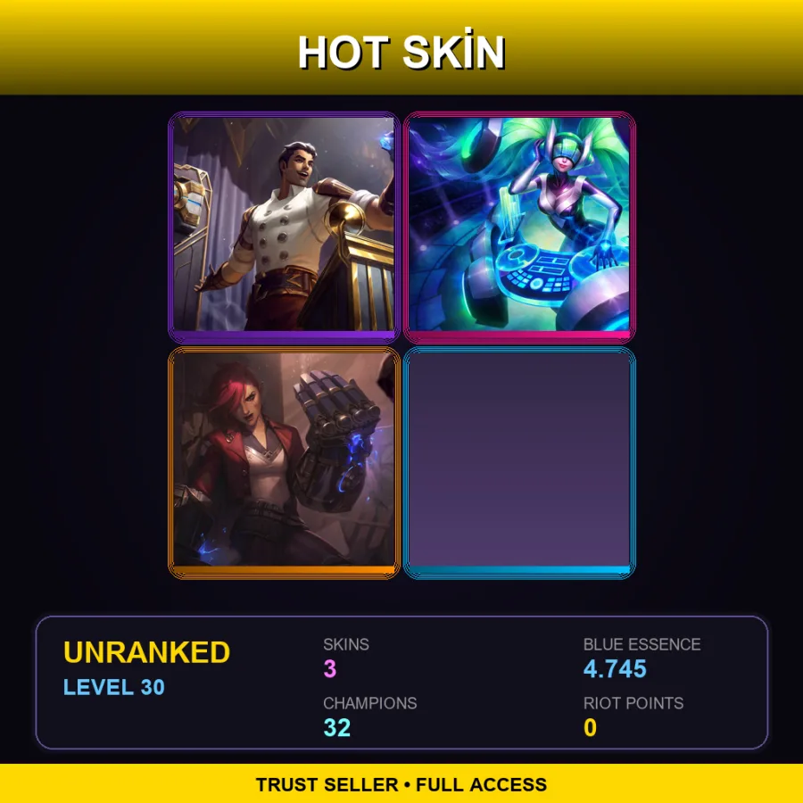 RU | Lv30 | Unranked | 3 Skin | 32 Champ