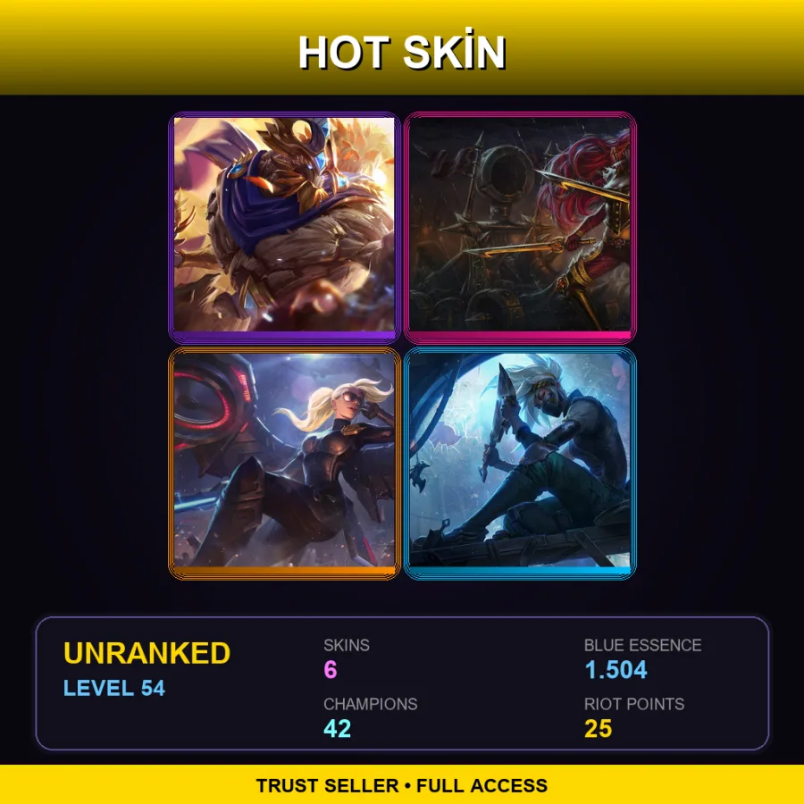 EUW | Lv54 | Unranked | 6 Skin | 42 Champ