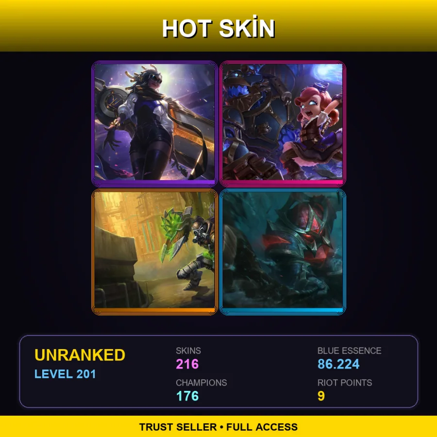 RU | Lv201 | Unranked | 216 Skin | 176 Champ