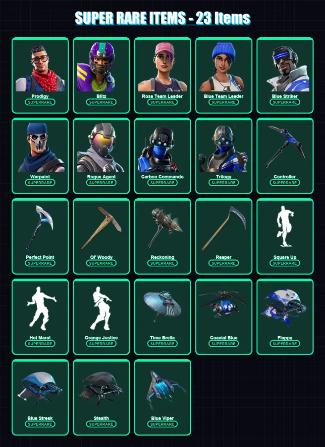 [PS4/PS5/XBOX/PC] | Prodigy | Blitz | Rose Team Leader | Blue Team Leader | Blue Striker | 221 skin | 180 pickaxe | 164 emote | 170 glider | Lv2759