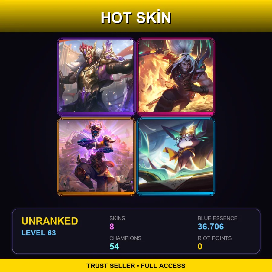 LAN | Lv63 | Unranked | 8 Skin | 54 Champ