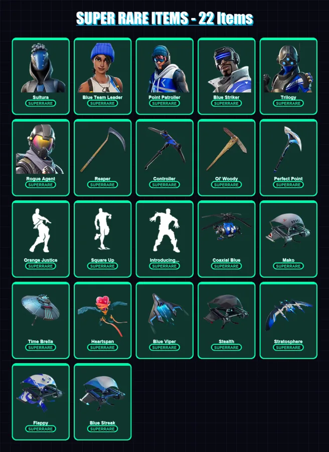 [PC/XBOX] | Sultura | Blue Team Leader | Point Patroller | Blue Striker | Trilogy | 152 skin | 218 pickaxe | 172 emote | 164 glider | Lv3133