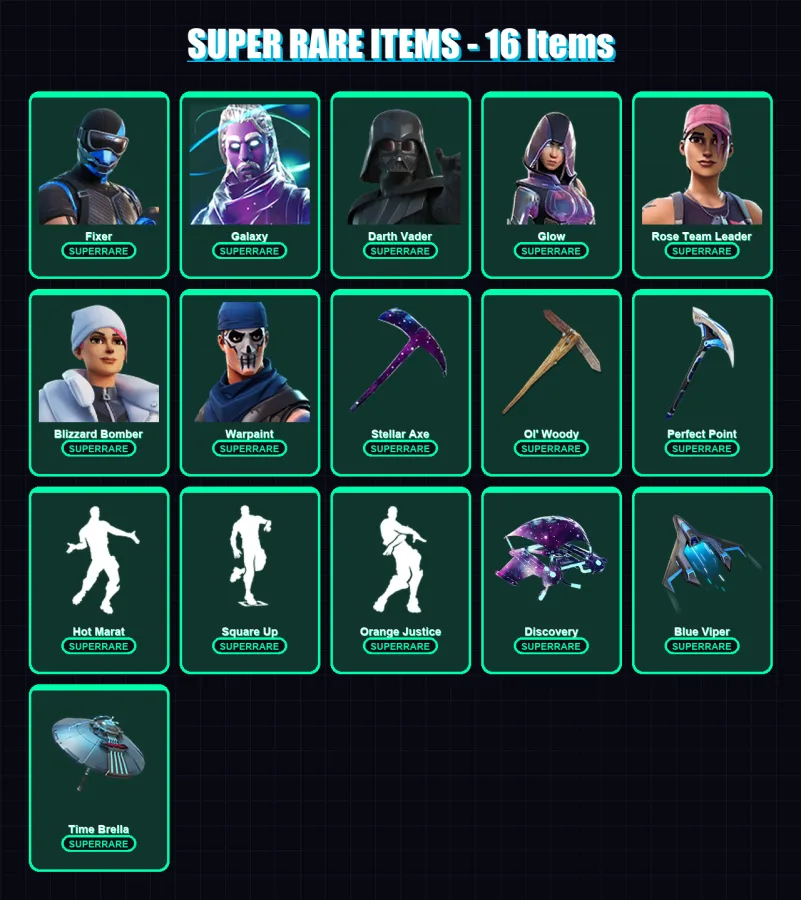 [PC] | Fixer | Galaxy | Darth Vader | Glow | Rose Team Leader | 127 skin | 155 pickaxe | 123 emote | 151 glider | Lv1915