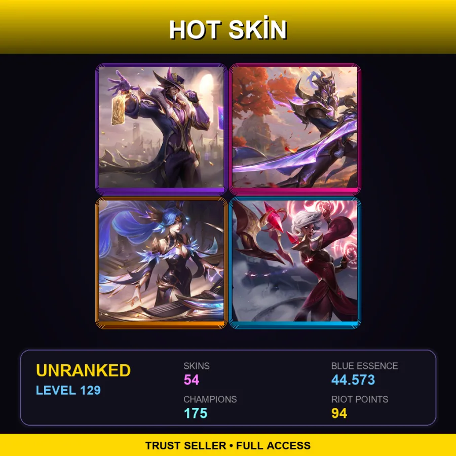 SG | Lv129 | Unranked | 54 Skin | 175 Champ