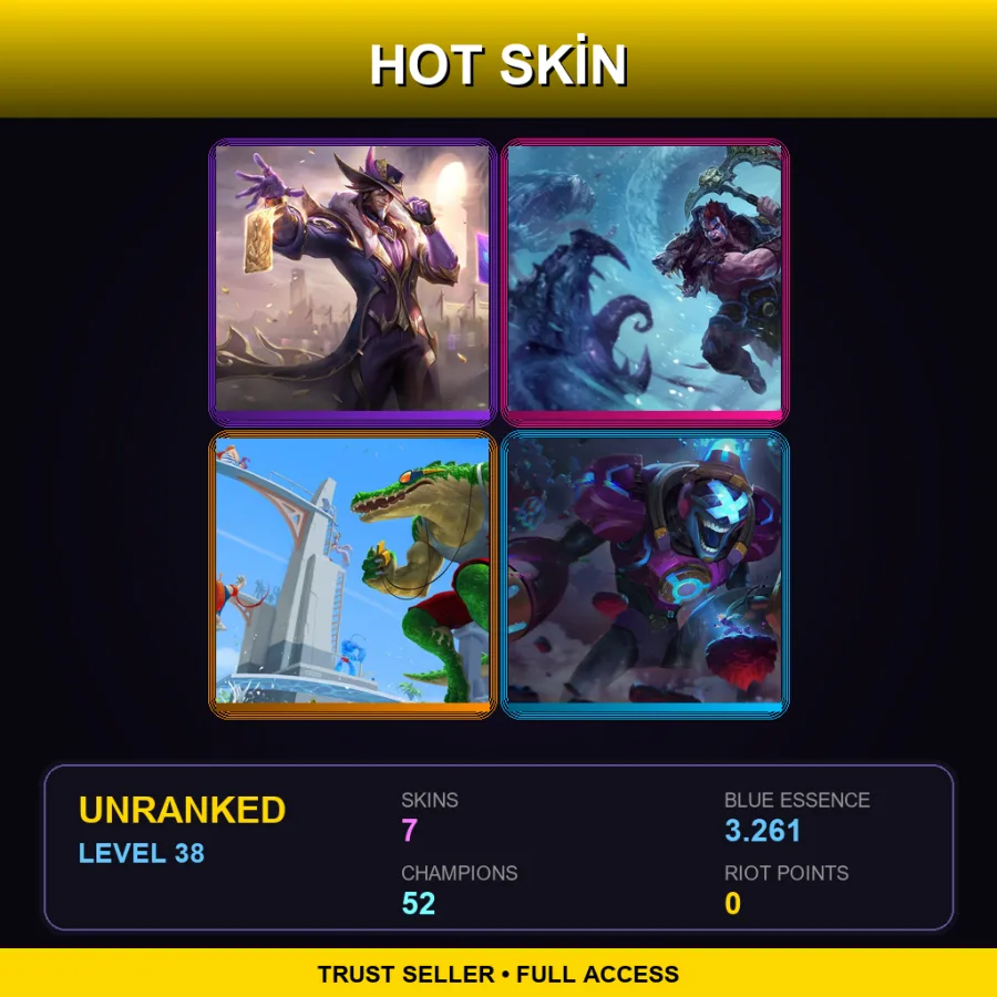 EUNE | Lv38 | Unranked | 7 Skin | 52 Champ