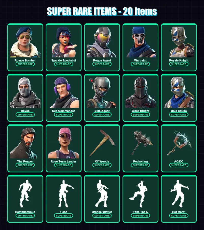 [PC/XBOX] | Royale Bomber | Sparkle Specialist | Rogue Agent | Warpaint | Royale Knight | 128 skin | 101 pickaxe | 148 emote | 103 glider | Lv2066