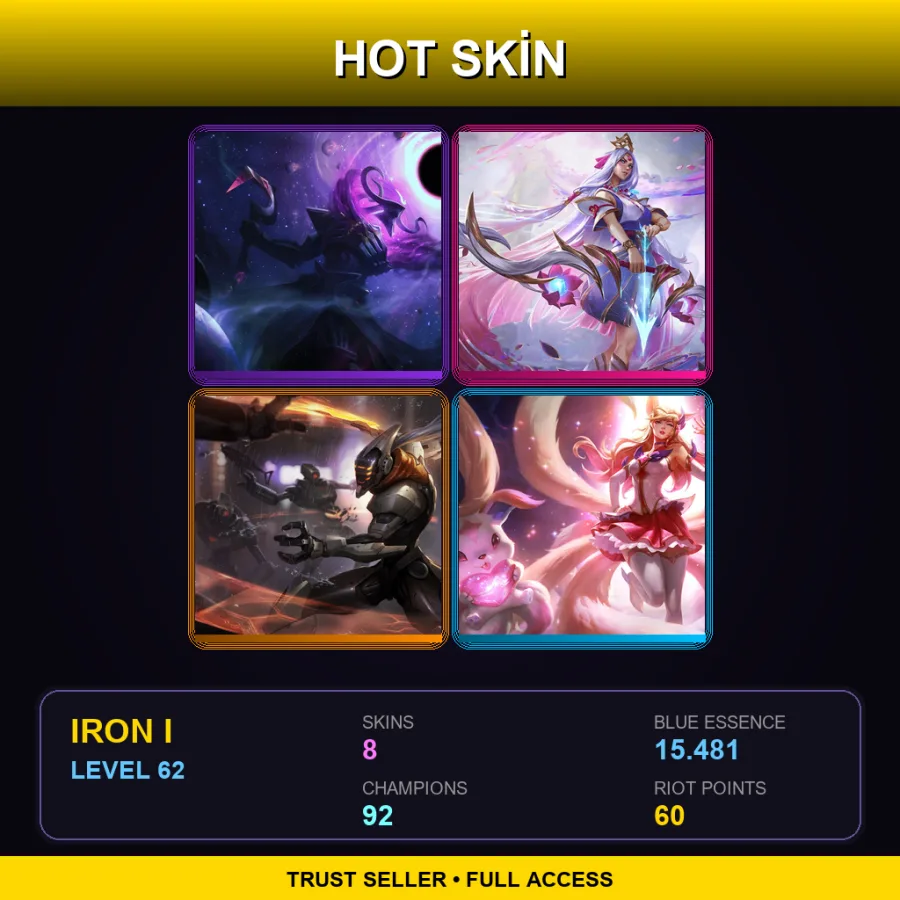 LAS | Lv62 | Iron I | 8 Skin | 92 Champ