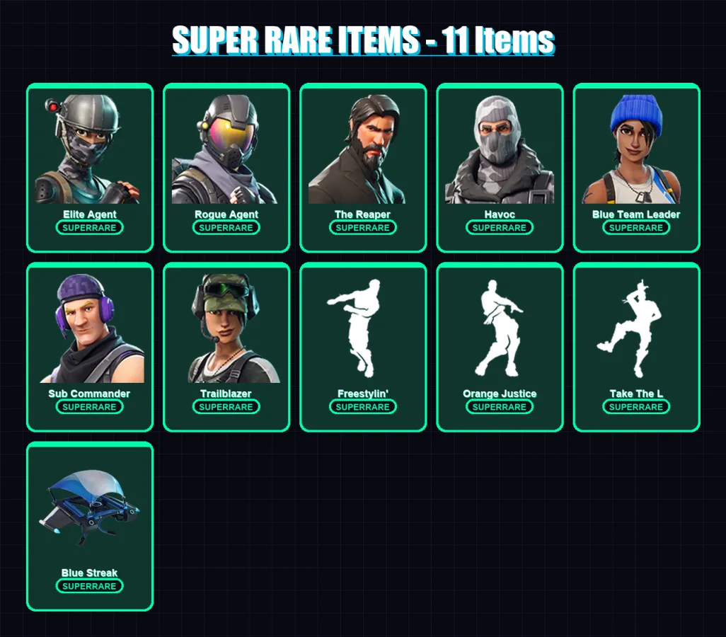 [PC/XBOX/PSN] | Elite Agent | Rogue Agent | The Reaper | Havoc | Blue Team Leader | 14 skin | 7 pickaxe | 14 emote | 10 glider | Lv116