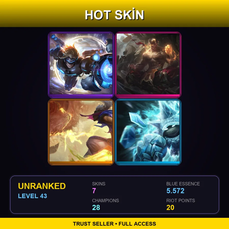 EUW | Lv43 | Unranked | 7 Skin | 28 Champ
