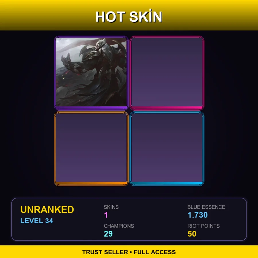 NA | Lv34 | Unranked | 1 Skin | 29 Champ — LoL account